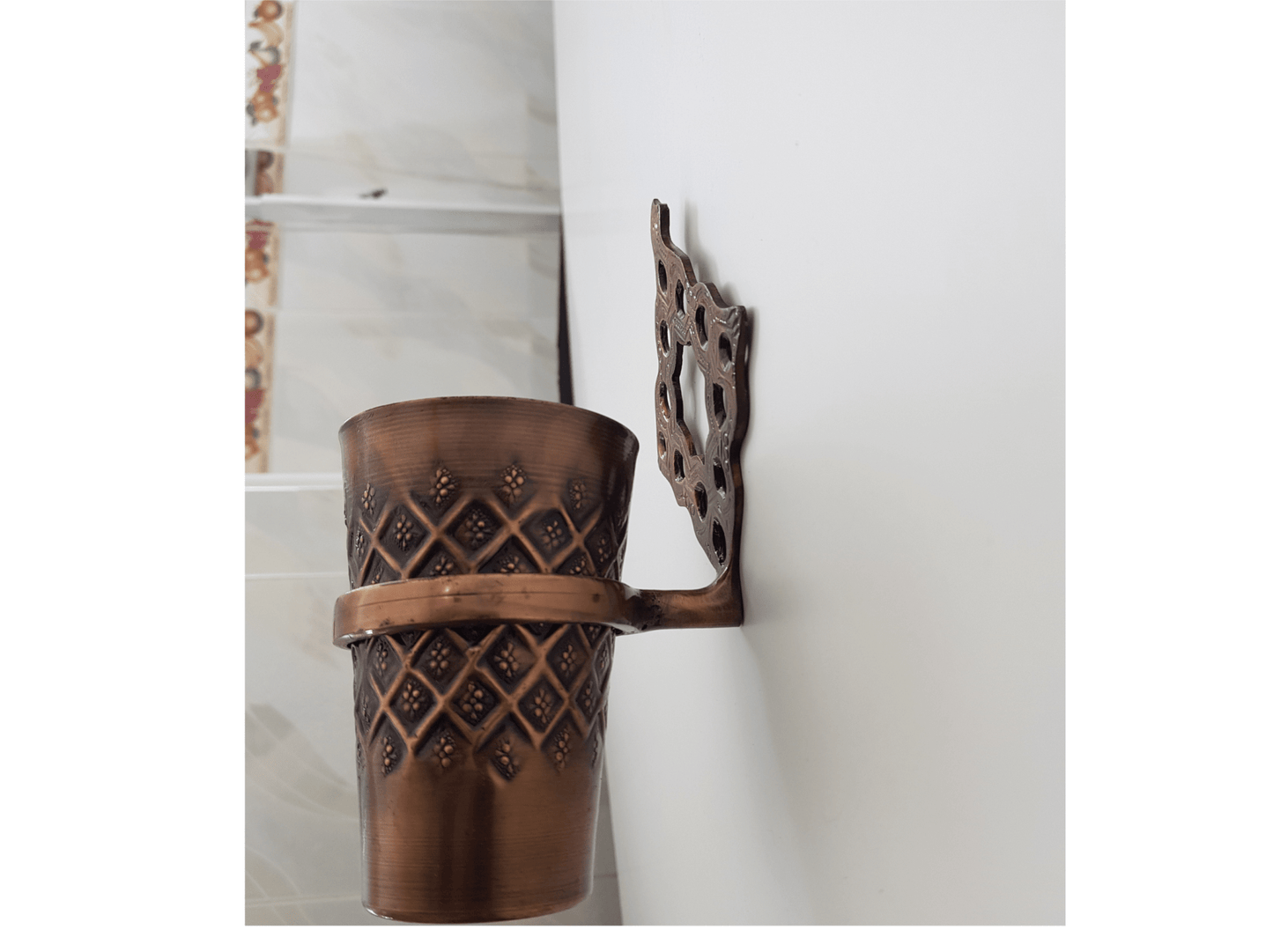 Handcrafted Toothbrush Holder, Unlacquered Solid Copper and Brass Gold Toothpaste Makeup Brushes Holder Bath wall mounted Cup Organizer