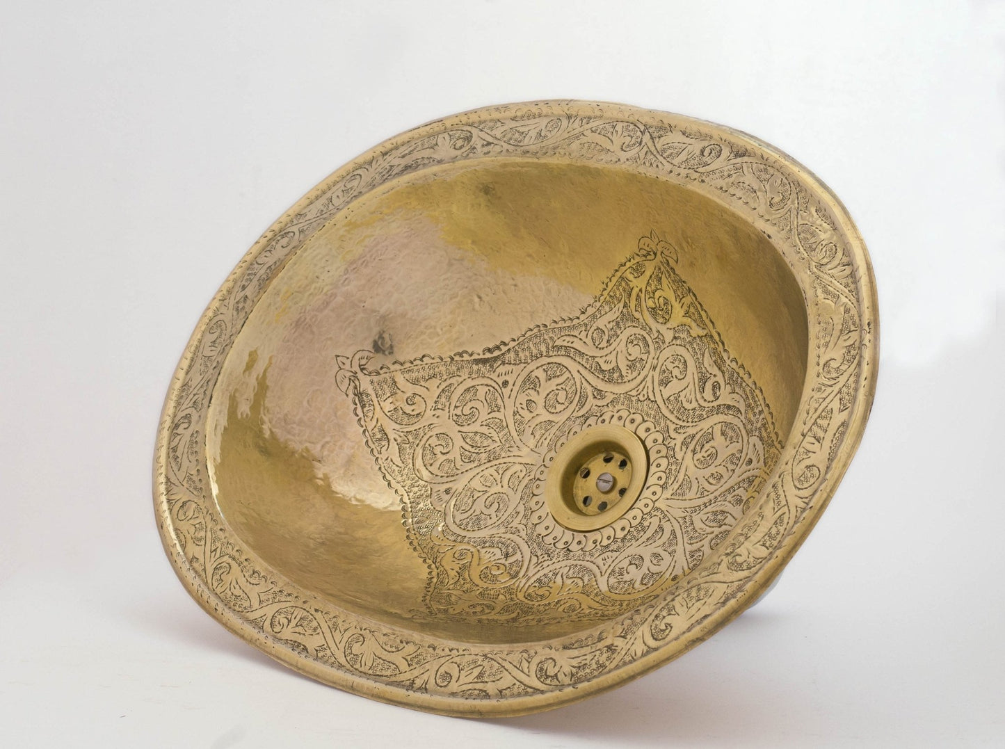 Engraved Oval Sink , Handmade Drop-in Sink