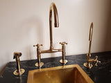 Antique Brass Bridge Kitchen Faucet