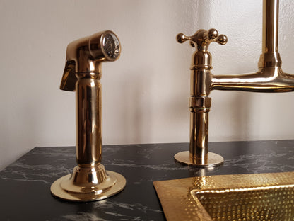 Antique Brass Bridge Kitchen Faucet
