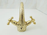 Solid brass engraved faucet; Bathroom faucet; two handles bathroom faucet
