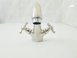 Hammered silver faucet ; Bathroom silver faucet ; two handles faucet