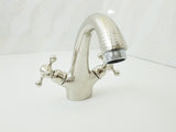 Hammered silver faucet ; Bathroom silver faucet ; two handles faucet