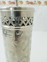 Silver toilet brush holder ; Engraved solid silver ; handmade toilet brush holder ;floor mount toilet brush holder