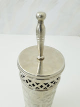 Silver toilet brush holder ; Engraved solid silver ; handmade toilet brush holder ;floor mount toilet brush holder