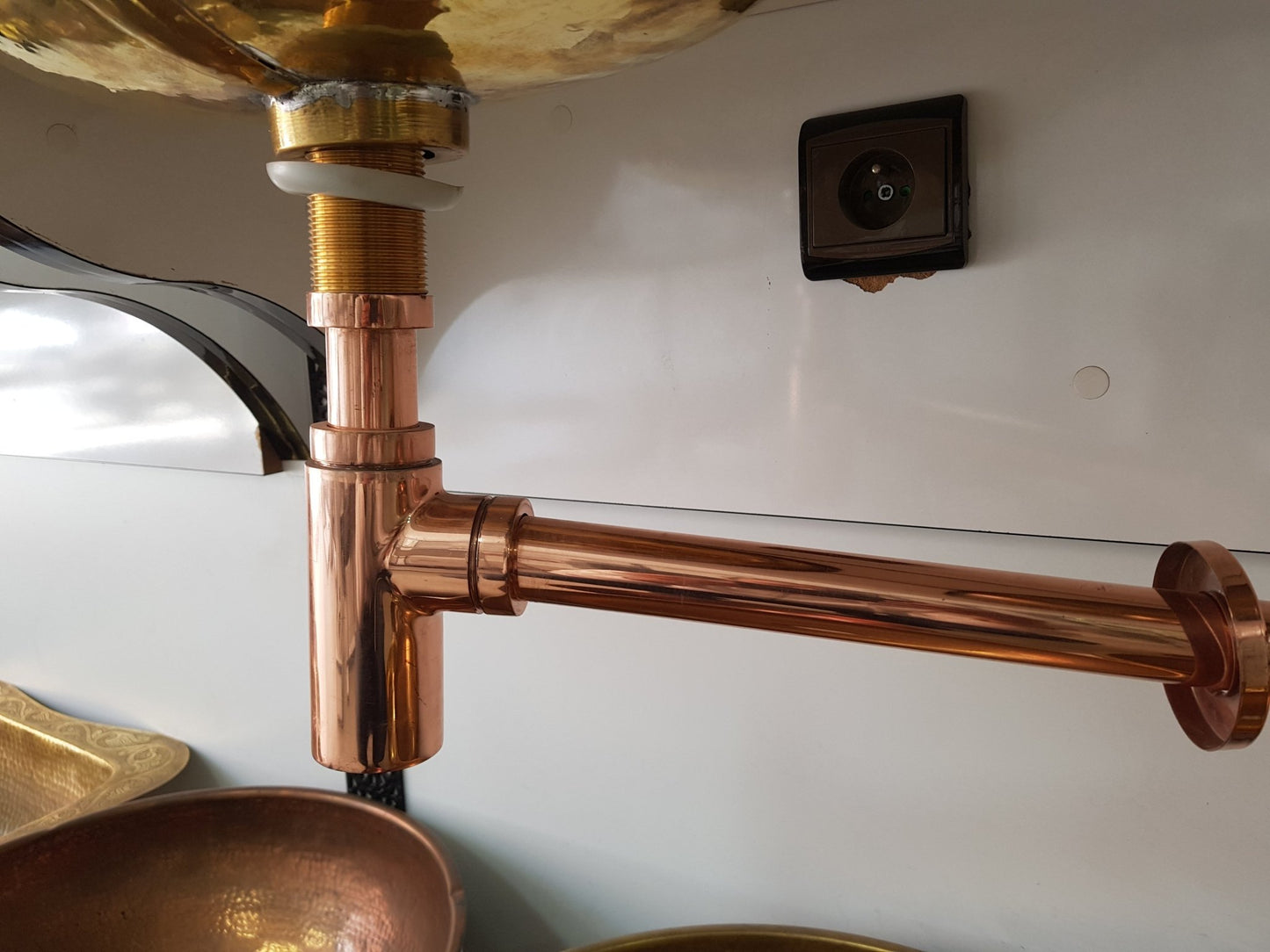 Solid Copper  Sink Stopper - sink strainer - Copper Pop Up Drain - solid  copper sink Trap;