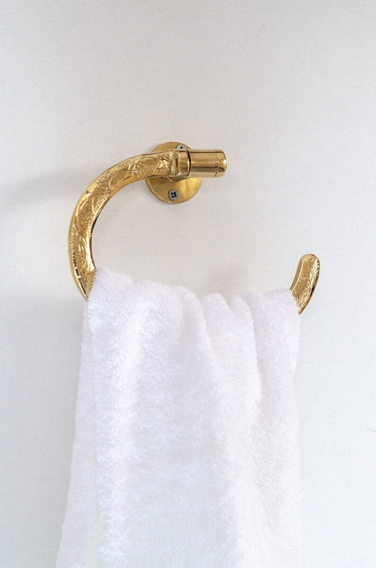 Solid Brass Towel Holder, Handcrafted Powder Room Holder