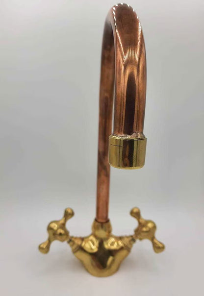 Copper and Brass Faucet with - Kitchen Bathroom Faucet - Two Handles Faucet
