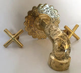 Gold Brass Engraved Faucet, Two Handle Faucet, Handmade Brass Water-Tap, Engraved Moroccan Faucet, Brass Rustic Faucet