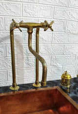Unlacquered Brass Antique Kitchen  bridge Faucet with long Legs
