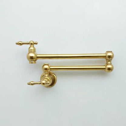 Topfarmatur aus unlackiertem Messing mit Hebelgriff, Küchen-Topfarmatur aus Messing, Topfarmatur aus antikem Messing, Pastaarmatur, Wandarmatur aus Messing 