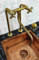 Unlacquered Brass Antique Kitchen  bridge Faucet with long Legs