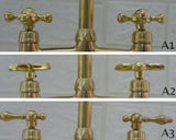 Unlacquered Brass Kitchen Faucet: 6-Inch Widespread Solid Brass Bridge Faucet with Straight Legs