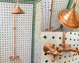 Copper Shower System With Handheld Sprayer, Vintage Rain Shower-head System Hand held antique Head Combo Outdoor exposed