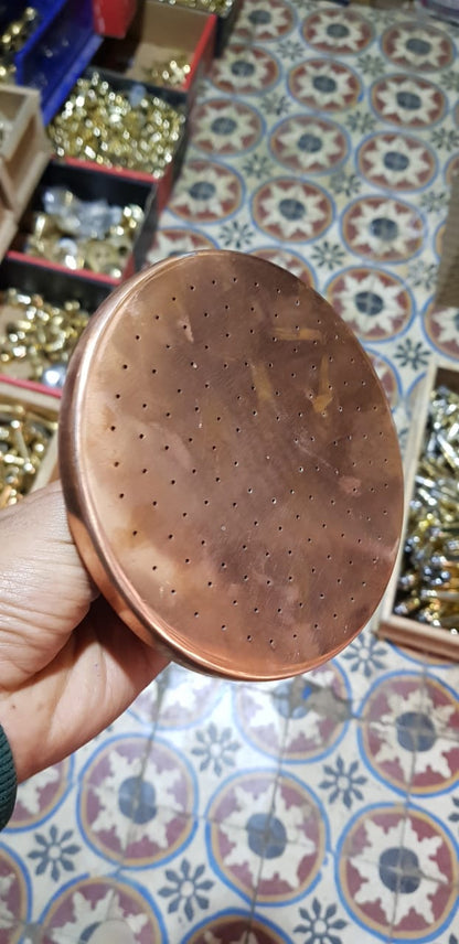 Unlacquered Solid Copper Rain Shower Head, Round Handcrafted Vintage Showerhead, Works Outdoor, Showerhead