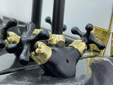 Gooseneck Bathroom Solid , Unlacquered Black Brass and gold Faucet with Simple Cross Handles, Vintage vanity