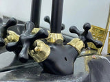 Gooseneck Bathroom Solid , Unlacquered Black Brass and gold Faucet with Simple Cross Handles, Vintage vanity