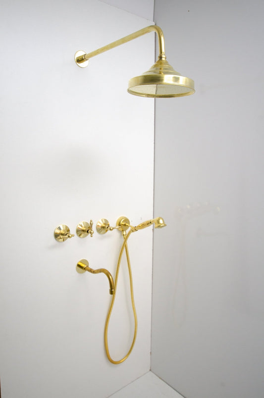 Ensemble de douche à effet pluie en laiton non verni