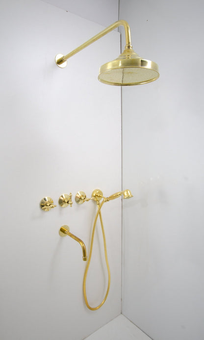 Brass Shower Set - Antique Brass Shower System