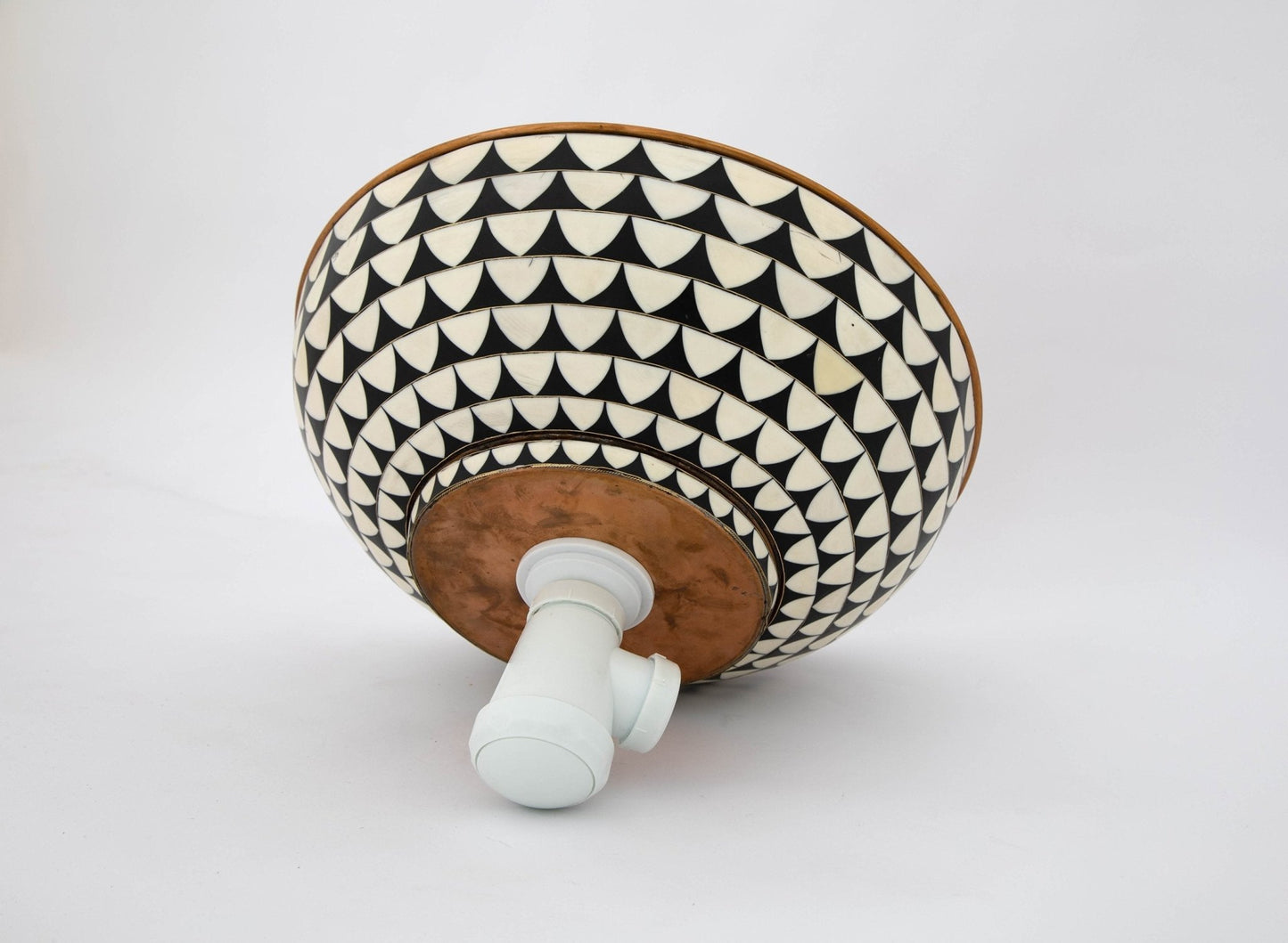 Copper And Ceramic Vessel Sink , Black And White Round Sink