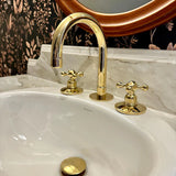 Unlacquered Brass Faucet ,Vintage Brass Faucet bathroom Faucet 3 Holes Kitchen faucet bridge faucet Unlaquered Solid Brass Faucet minimalist