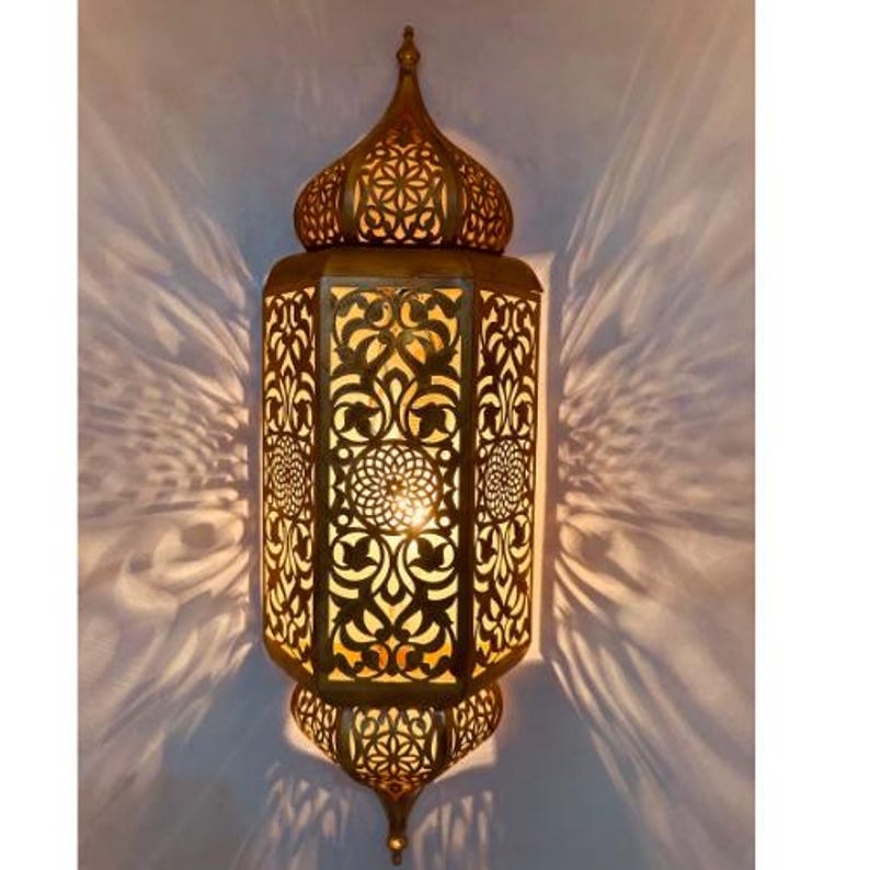 Set of 3 Elegant Moroccan Brass Wall Sconces