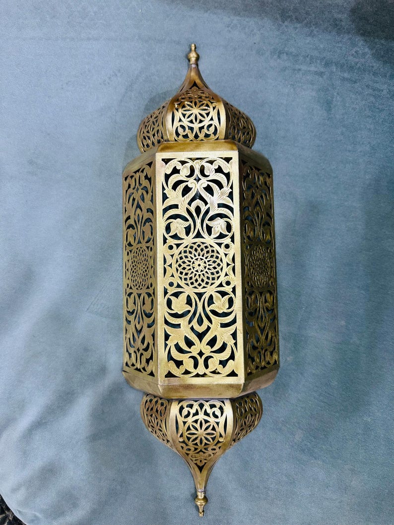 Set of 3 Elegant Moroccan Brass Wall Sconces