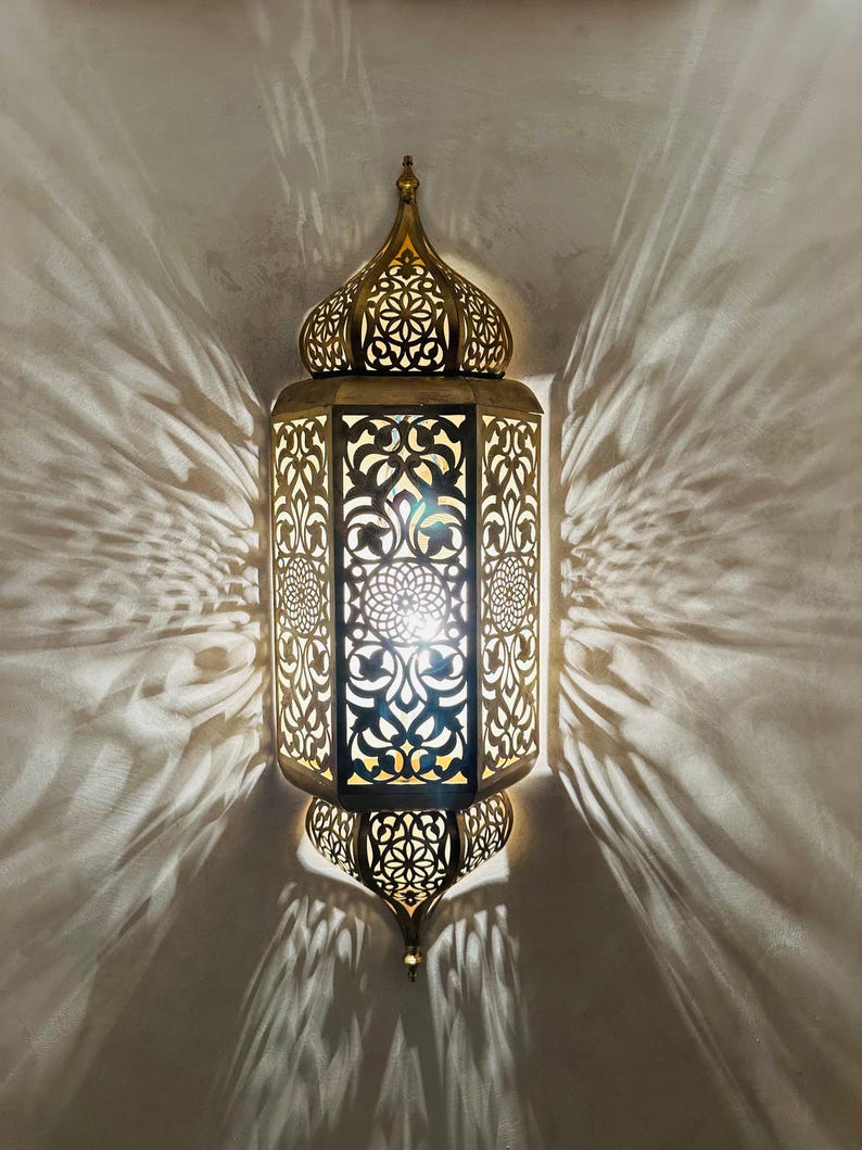 Set of 3 Elegant Moroccan Brass Wall Sconces