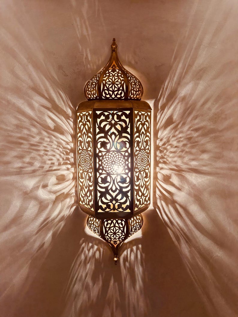 Set of 3 Elegant Moroccan Brass Wall Sconces