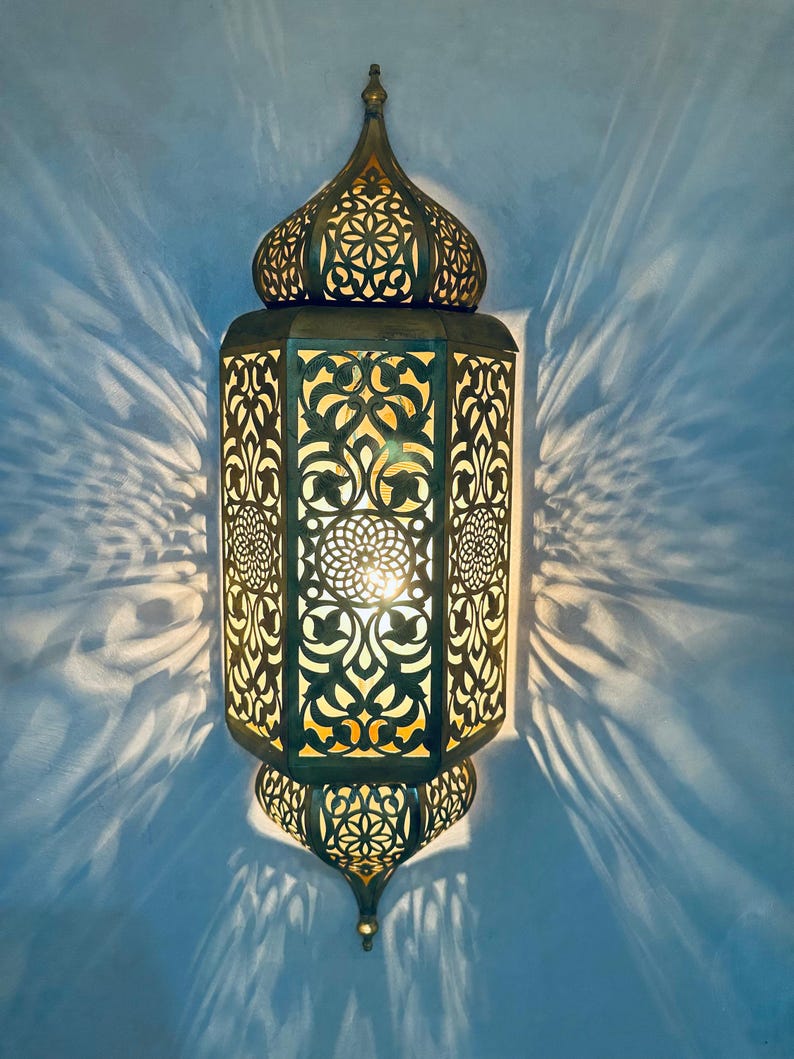 Set of 3 Elegant Moroccan Brass Wall Sconces
