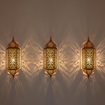 Set of 3 Elegant Moroccan Brass Wall Sconces