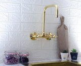 Unlacquered Brass Bridge Faucet - Wall Mounted Bridge Faucet