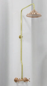 Unlacquered Brass And Copper Shower System High Pressure, Copper Pipe Shower , Outstanding Shower System with round Head Shower