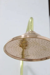 Unlacquered Brass And Copper Shower System High Pressure, Copper Pipe Shower , Luxury Shower System with round Head Shower