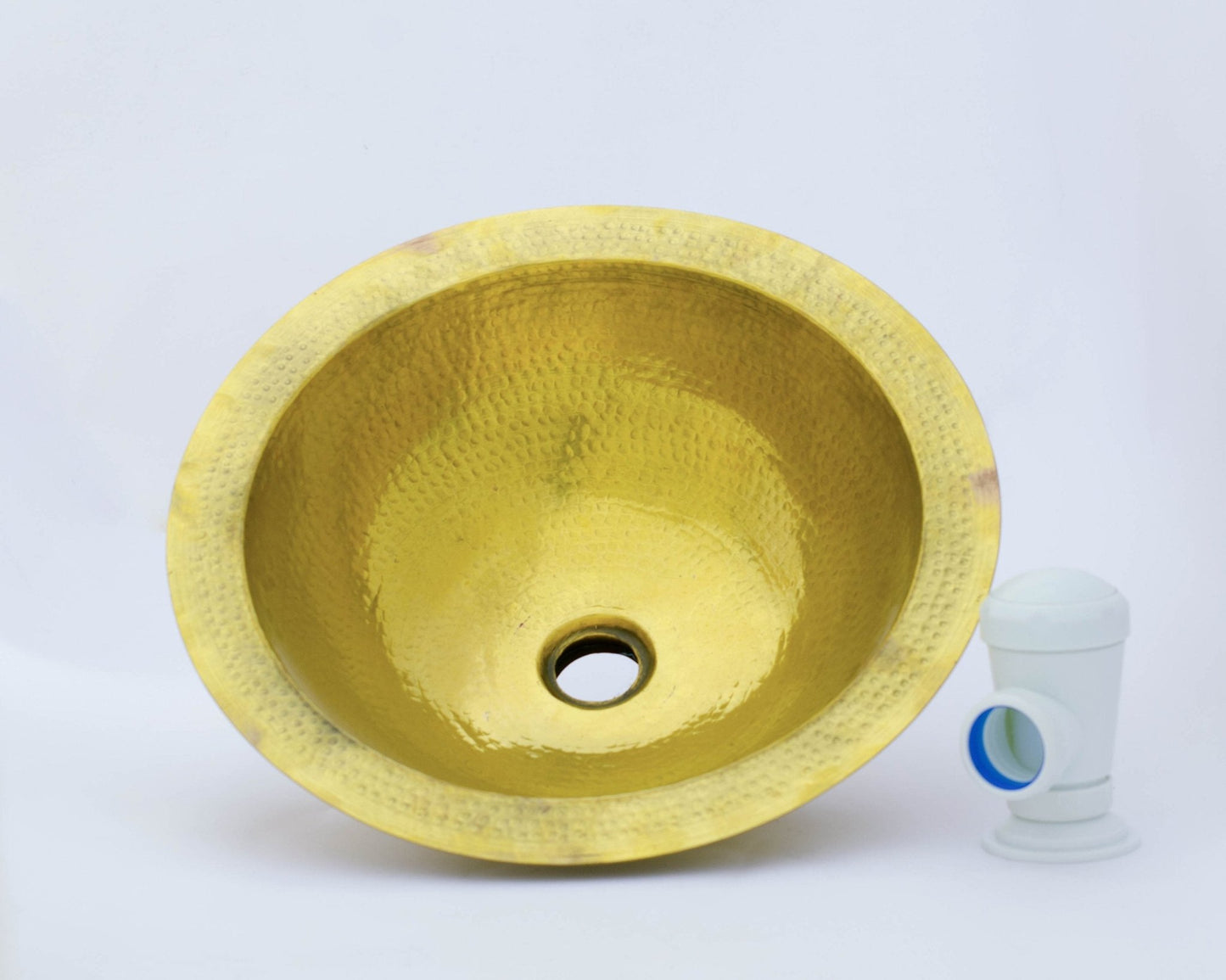 Lavabo rond encastrable en laiton doré, diamètre 41 cm, hauteur 16,2 cm