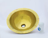 Round Bathroom Sink  , Golden Brass Drop-in Sink , Diameter 16-1/8" Height 6-3/8"