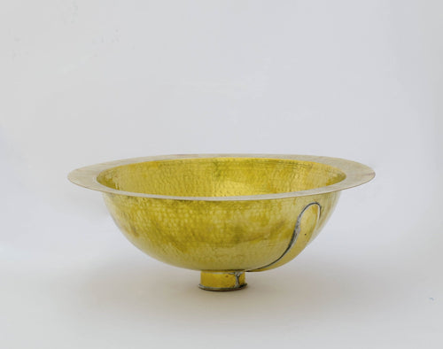 Lavabo rond encastrable en laiton doré, diamètre 41 cm, hauteur 16,2 cm