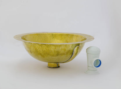 Lavabo rond encastrable en laiton doré, diamètre 41 cm, hauteur 16,2 cm