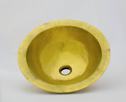 Lavabo rond encastrable en laiton doré, diamètre 41 cm, hauteur 16,2 cm