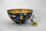 Round Colorful Ceramic Vessel Sink , Diameter 16-1/4", Golden Brass Sink Interior