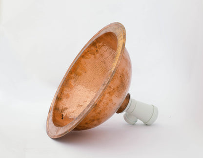 Round Hammered Sink , Vintage Copper Drop-in Sink , Diameter 17 - 5/8 "