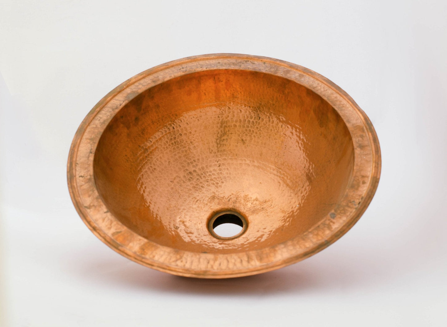 Round Hammered Sink , Vintage Copper Drop-in Sink , Diameter 17 - 5/8 "