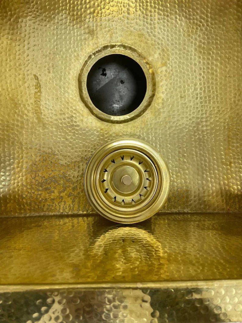 Massives, unlackiertes Messing-Unterbauspülbecken mit Hammerschlag-Optik, Küchenbarspüle, Inselspüle, Außenspüle, individuell anpassbar, kostenloser Messing-Ablaufgarnitur inklusive