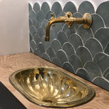 Unlacquered Brass Bathroom Sink Wall Mount Faucet