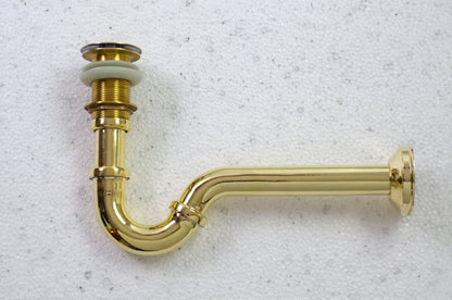 Siphon aus unlackiertem Messing für Badezimmer – Pop-up-Ablauf aus massivem Messing 