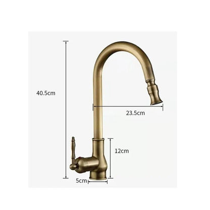 Antique Brass Pull-Out Kitchen Faucet